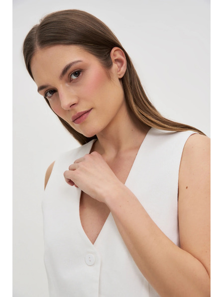 Moodo Vestă cu amestec de in albă Moodo