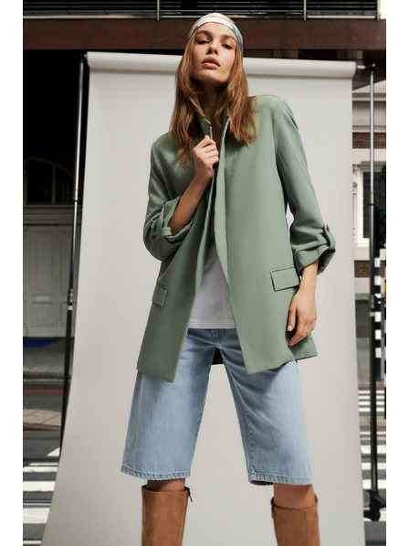 Moodo Sacou cu mâneci suflecate măsliniu Moodo