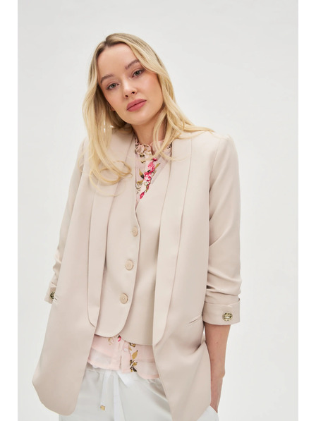 Moodo Sacou bej cu cute pe mâneci 3/4 Moodo