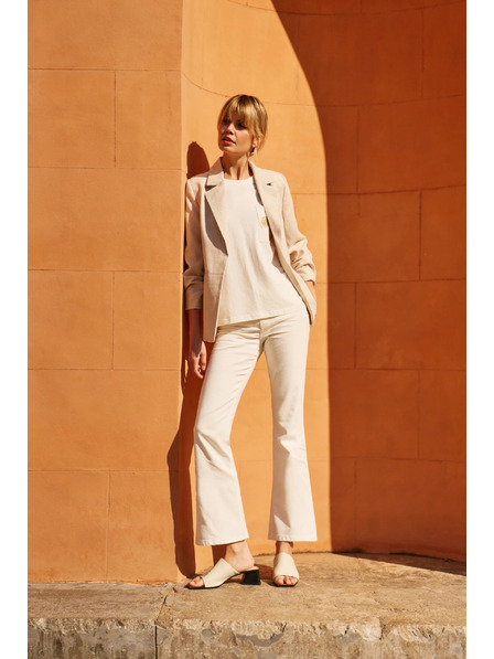 Moodo Sacou cu mâneci 3/4 plisate bej Moodo