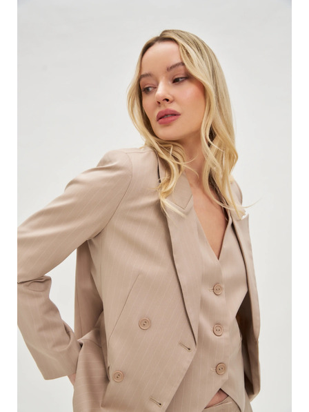 Moodo Sacou dublu cu dungi bej Moodo