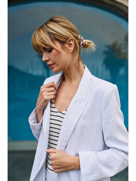 Moodo Sacou din viscoză cu dungi alb Moodo