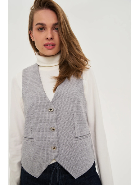 Moodo Vestă cu nasturi decorativi gri Moodo