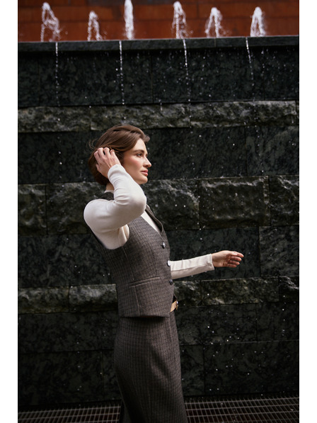 Moodo Vestă elegantă bej închis Moodo