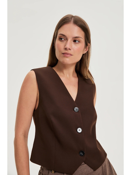 Moodo Vestă elegantă maro Moodo