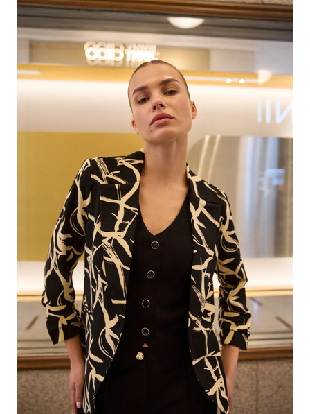 Moodo Sacou cu mâneci 3/4 plisate neagră Moodo