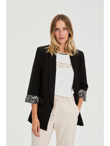 Moodo Sacou negru cu manșete decorative Moodo