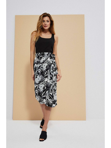 Moodo Fustă neagră cu imprimeu floral Moodo