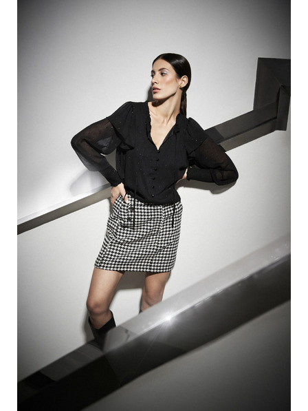 Moodo Fustă în carouri alb-negru Moodo