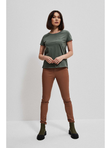 Moodo Pantaloni skinny din piele de culoare maro Moodo