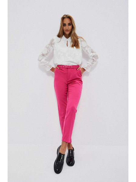 Moodo Pantaloni roz slim cu curea Moodo