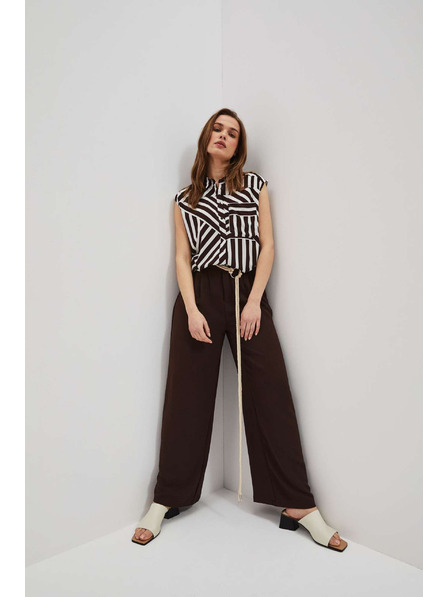 Moodo Pantaloni maro închis cu tăietură largă Moodo
