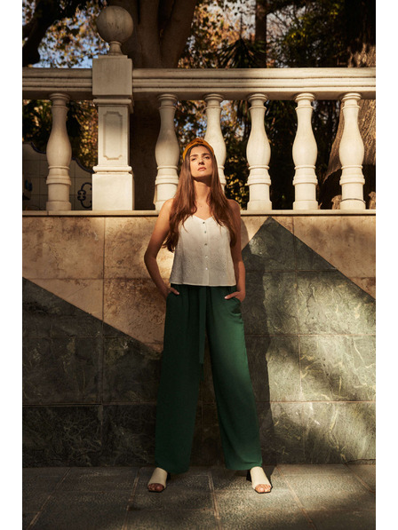 Moodo Pantaloni malachit cu tăietură largă Moodo