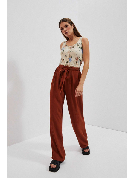 Moodo Pantaloni maro cu tăietură largă Moodo