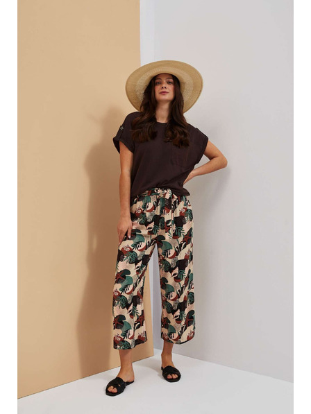 Moodo Pantaloni scurți cullotes cu model bej închis Moodo