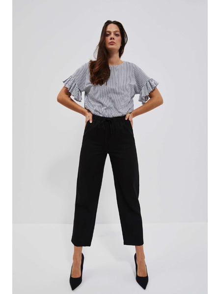 Moodo Pantaloni din in cu tăietură dreaptă, negri Moodo