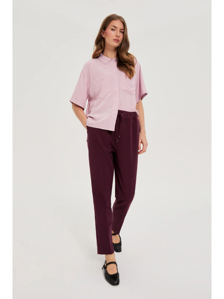 Moodo Pantaloni vinovii cu textură și tăietură dreaptă Moodo