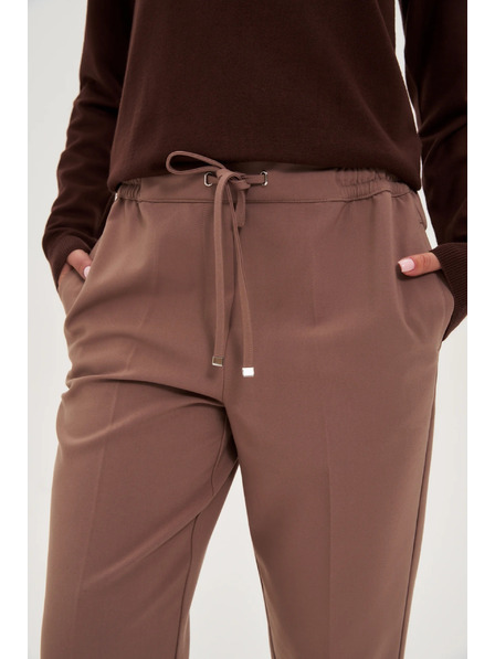 Moodo Pantaloni bej închis cu structură și talie dreaptă Moodo