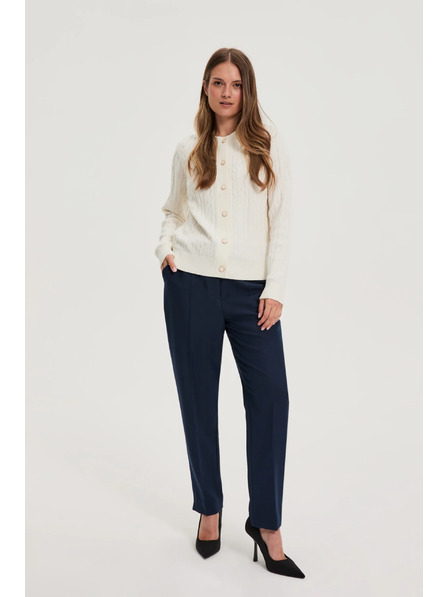 Moodo Pantaloni bleumarin drepți în țesătură tweed Moodo