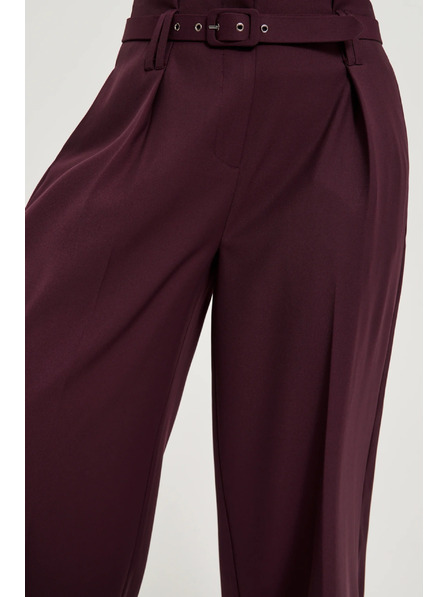 Moodo Pantaloni vișinii cu structură și curea Moodo