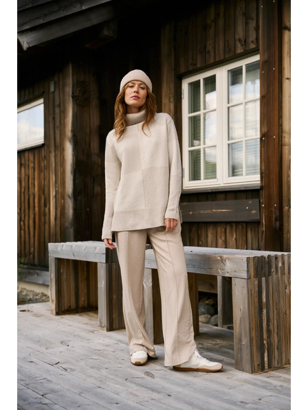 Moodo Pantaloni bej cu talie largă Moodo