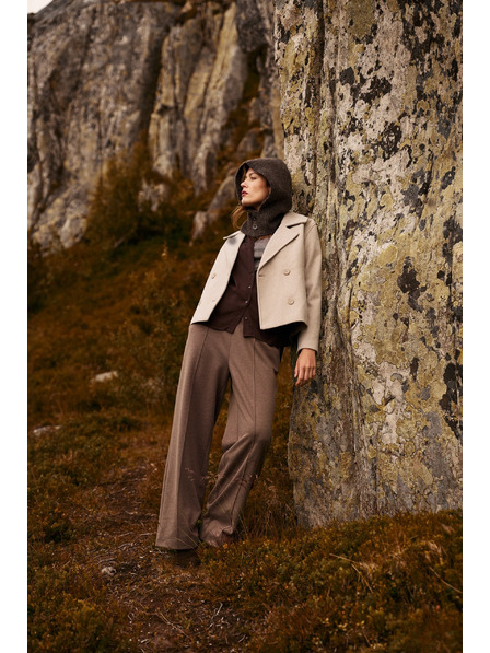 Moodo Pantaloni maro cu tăietură largă Moodo