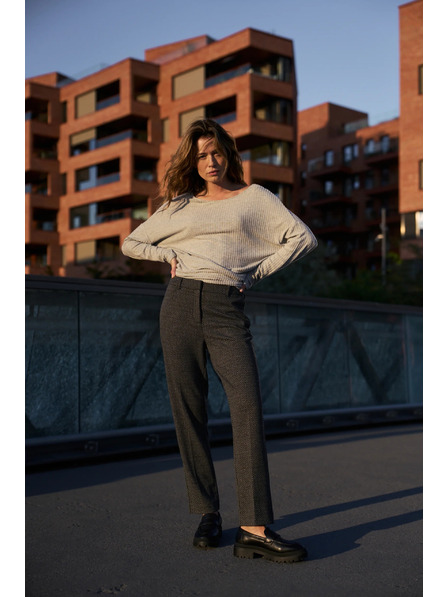 Moodo Pantaloni grafitați cu model în șevron Moodo