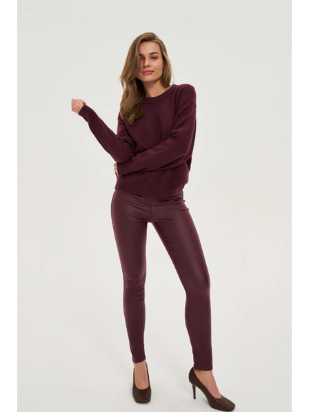 Moodo Pantaloni din piele lucioasă vișinii Moodo