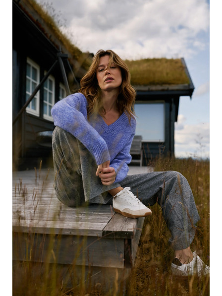 Moodo Pantaloni din bumbac gri cu talie largă Moodo