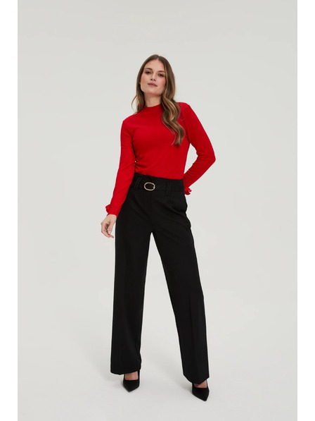 Moodo Pantaloni negri cu structură și curea Moodo