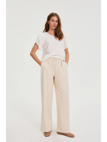 Moodo Pantaloni bej cu curea Moodo