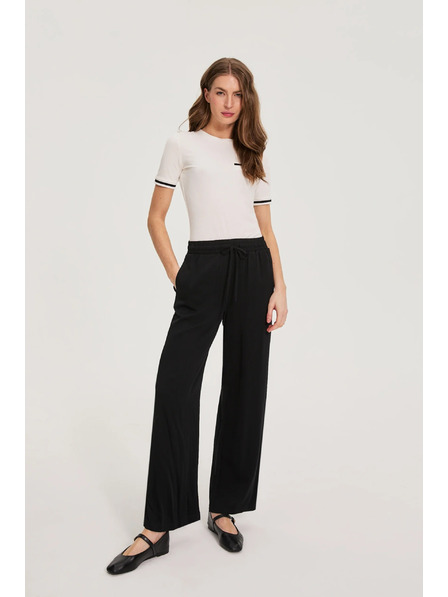 Moodo Pantaloni negri din viscoză Moodo