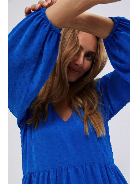 Moodo Rochie albastră cu mâneci bufante Moodo