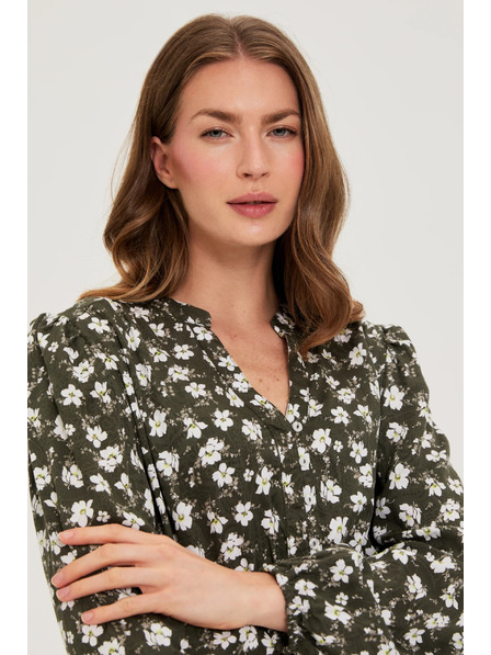 Moodo Rochie evazată cu imprimeu floral verde măsliniu Moodo