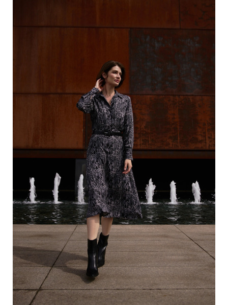 Moodo Rochie din viscoză cu curea gri Moodo