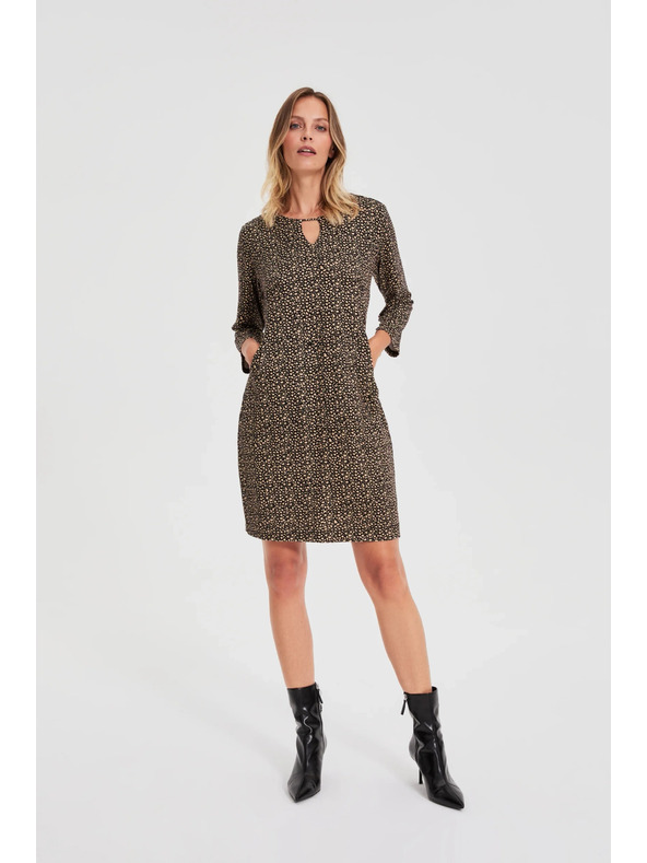 Moodo Rochie neagră cu model discret Moodo
