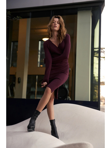 Moodo Rochie tricotată burgundă Moodo