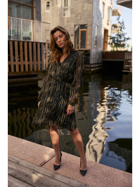 Moodo Rochie verde măsliniu cu imprimeu animal Moodo