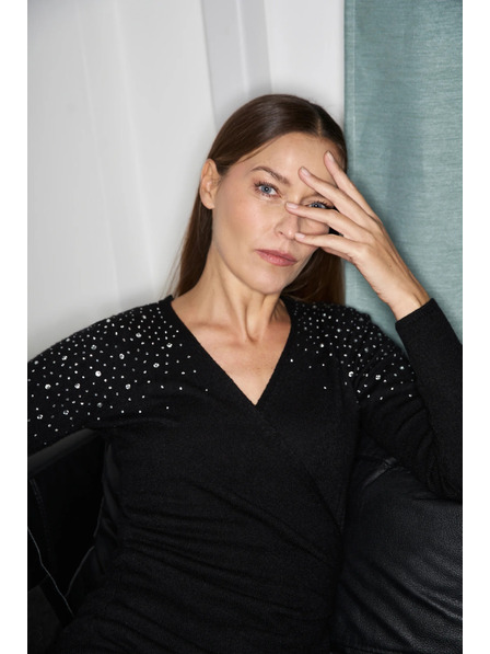 Moodo Rochie neagră body cu decorațiune Moodo