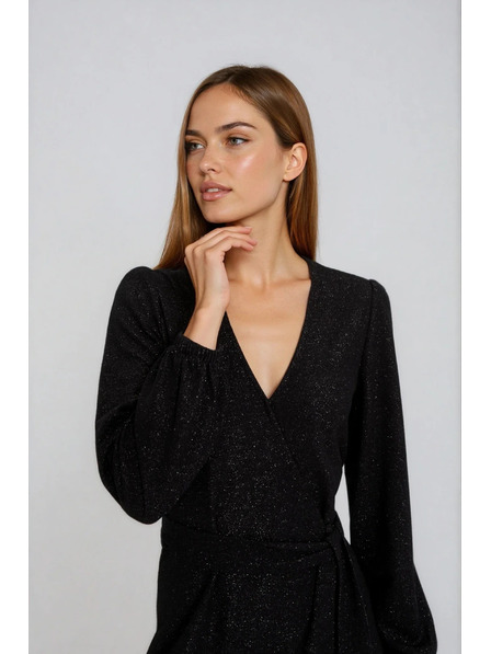 Moodo Rochie neagră cu decolteu Moodo