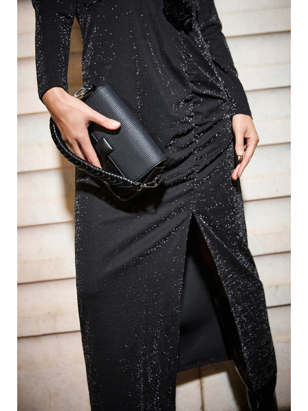 Moodo Rochie maxi neagră cu despicătură Moodo