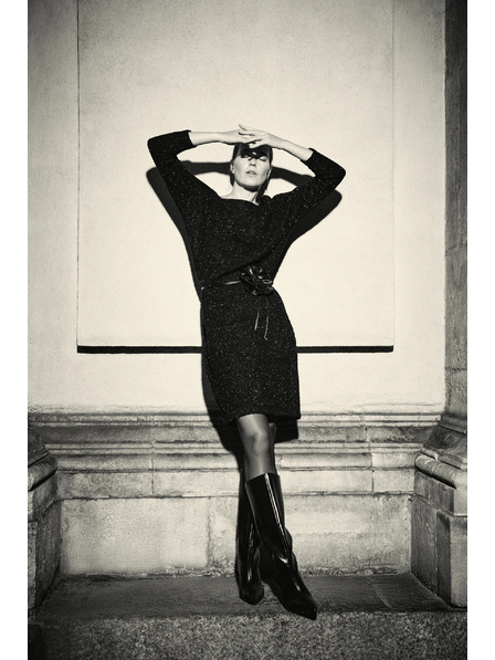 Moodo Rochie negre ornamentate cu fir sclipitor Moodo