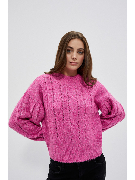 Moodo Pulover fucsia cu model de împletitură Moodo