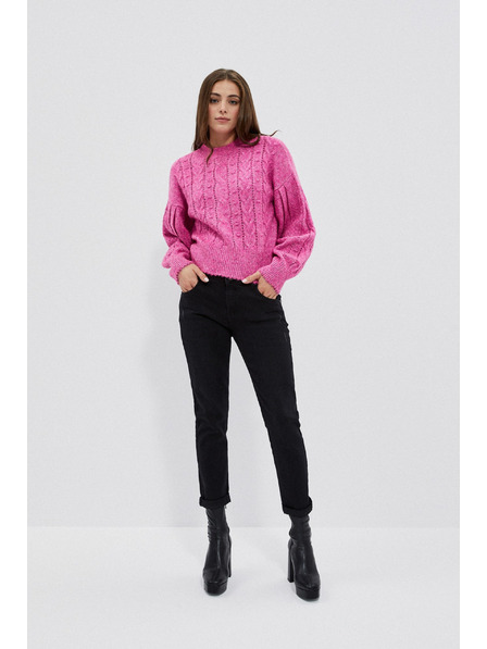 Moodo Pulover fucsia cu model de împletitură Moodo