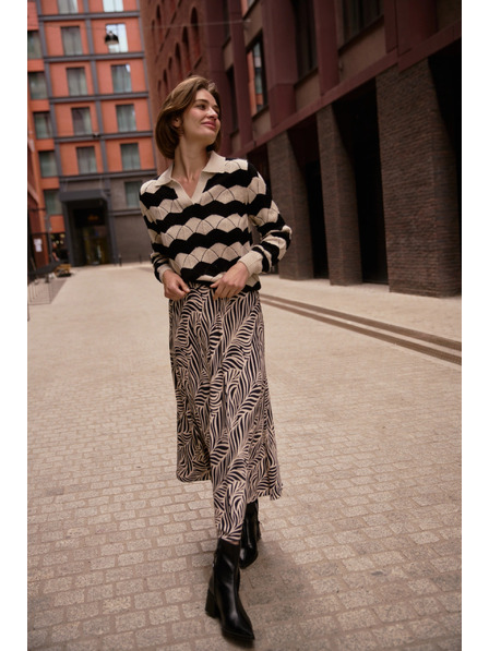 Moodo Pulover bej cu guler Moodo