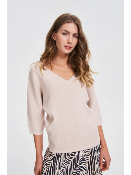 Moodo Pulover bej cu mâneci 3/4 Moodo