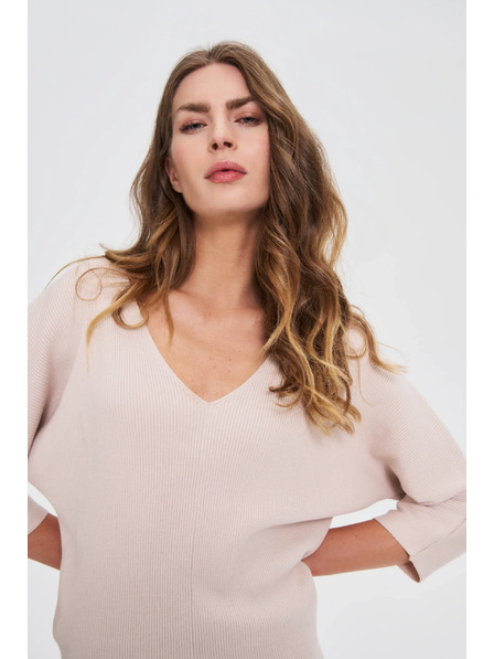 Moodo Pulover bej cu mâneci 3/4 Moodo