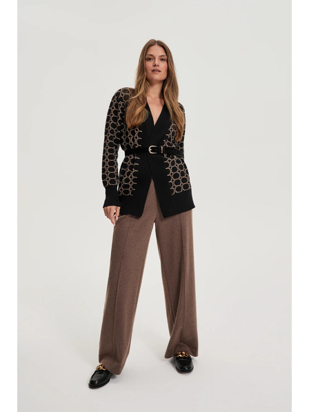 Moodo Cardigan negru cu model geometric Moodo