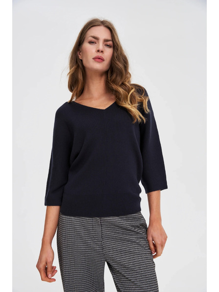 Moodo Pulover albastru închis cu mâneci 3/4 Moodo