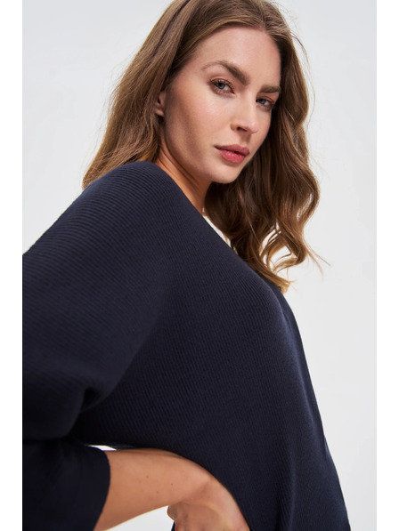 Moodo Pulover albastru închis cu mâneci 3/4 Moodo